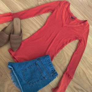 Free People Zipper Cuff Thermal Red-orange size S RARE